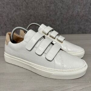 FRANKIE4 Archer White Croc Embossed Leather Triple Strap Sneakers Womens Size 10